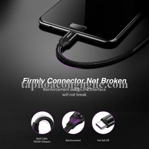 Ugreen 50566 0.5M 5A Cáp dữ liệu USB Type-C sang USB 2.0 màu đen US279 30050566